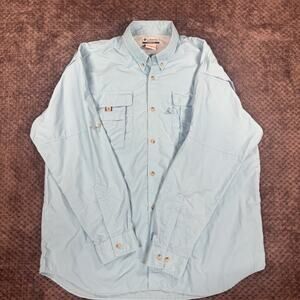Columbia PFG Omni-Shade Men 2XL Blue L/S Nylon UPF Vented Hiking Fishing Shirt